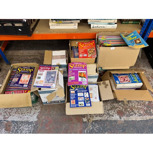 926 - Eight boxes containing a large collection of Gibbons Stamp Monthly magazines