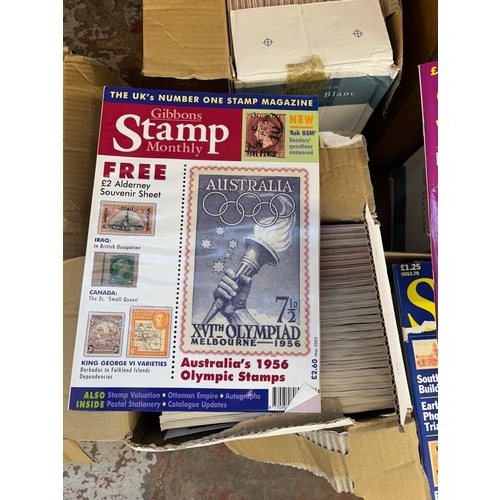 926 - Eight boxes containing a large collection of Gibbons Stamp Monthly magazines