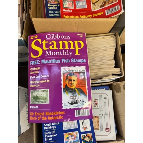 926 - Eight boxes containing a large collection of Gibbons Stamp Monthly magazines