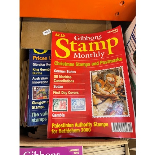 926 - Eight boxes containing a large collection of Gibbons Stamp Monthly magazines