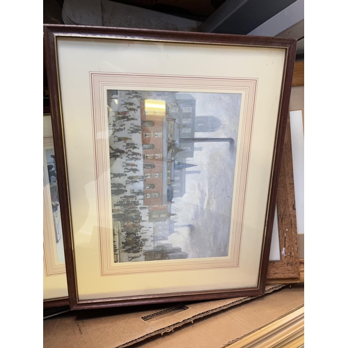 950 - Three boxes containing a large quantity of framed pictures and prints to include L.S Lowry, watercol... 