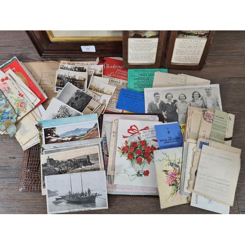 535 - A collection of WWI and WWII ephemera to include framed photograph of S.W Boulton of The 4th Bn. Che... 