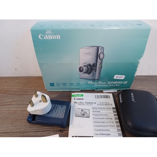 671A - A boxed and cased Canon PowerShot Digital ELPH SD800 IS 7.1mp digital camera with charger, instructi... 