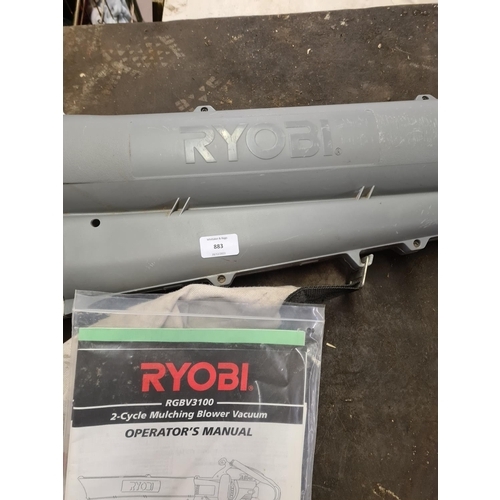 883 - A Ryobi RGBV3100 petrol leaf blower/vacuum with operators manual