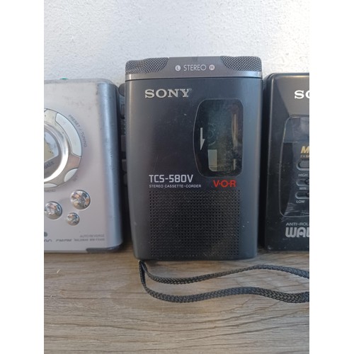 700 - Six Sony Walkman personal stereos to include TCS-580V cassette player/recorder, WM-FX43 radio/casset... 