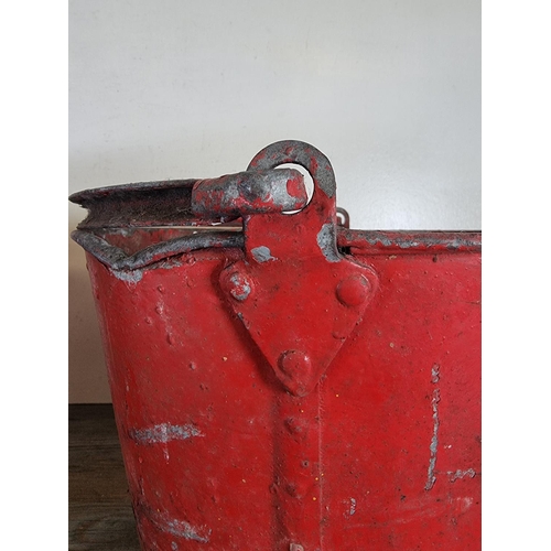 511 - Two vintage red painted galvanised fire buckets - largest approx. 30cm high