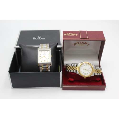 1145 - Two boxed quartz men's wristwatches, one Bulova and one Rotary