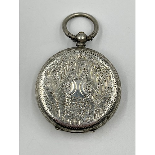 1149 - An antique 0.935 silver cased open face key wind lady's pocket watch