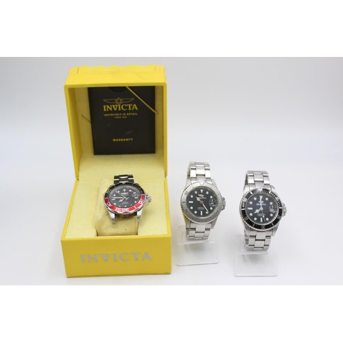 1152 - Three automatic men's wristwatches, two Seapro and one Invicta