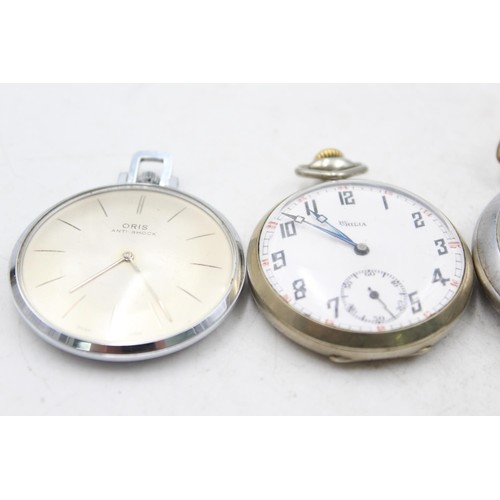 1153 - Four hand wind pocket watches to include Kienzle, Oris etc.