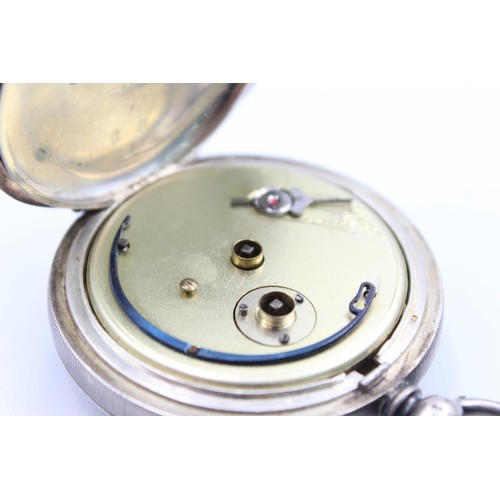 1155 - An early 20th century .925 silver cased open face key wind pocket watch - approx. gross weight 120 g... 