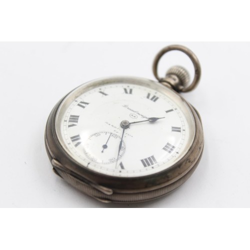 1157 - A vintage Record Watch Co. Dreadnought Harris Stone Leeds .925 silver cased open face hand wind pock... 