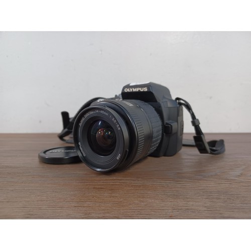 645 - An Olympus Evolt E-500 8mp Four-Thirds standard DSLR camera fitted with Zuiko 14-45mm 1:3.5-5.6 lens... 