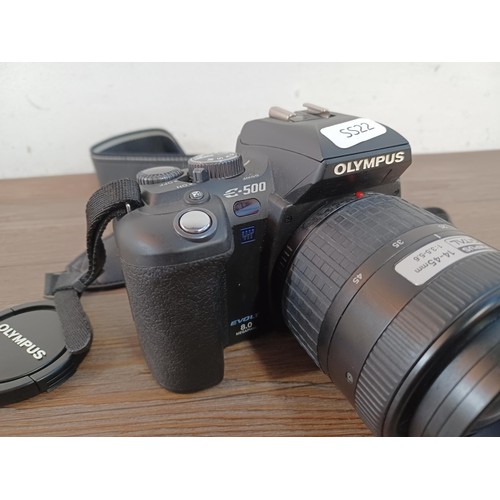 645 - An Olympus Evolt E-500 8mp Four-Thirds standard DSLR camera fitted with Zuiko 14-45mm 1:3.5-5.6 lens... 