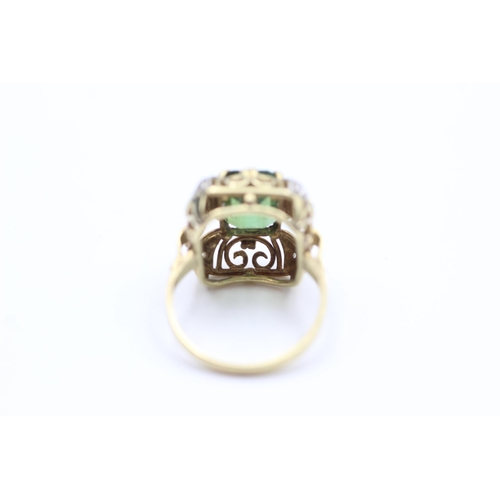 2001 - A 14ct gold tourmaline and diamond ornate openwork statement ring, size K - approx. gross weight 4.7... 