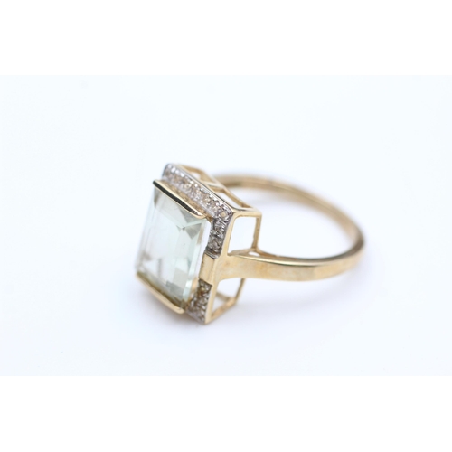 2006 - A 9ct gold prasiolite and 0.11ct diamond square halo dress ring, size Q - approx. gross weight 3.8 g... 