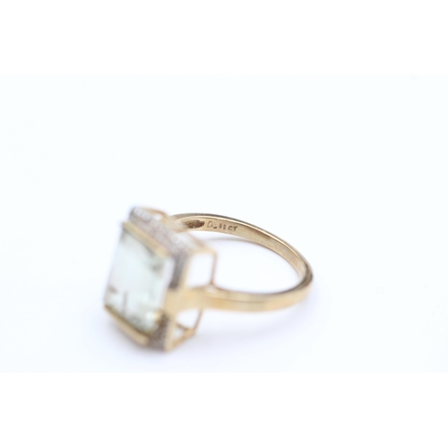 2006 - A 9ct gold prasiolite and 0.11ct diamond square halo dress ring, size Q - approx. gross weight 3.8 g... 