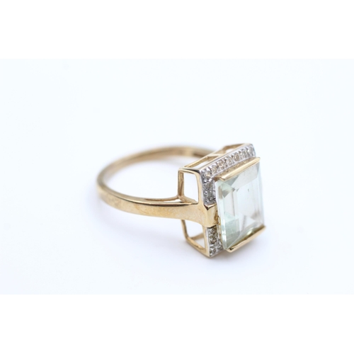 2006 - A 9ct gold prasiolite and 0.11ct diamond square halo dress ring, size Q - approx. gross weight 3.8 g... 