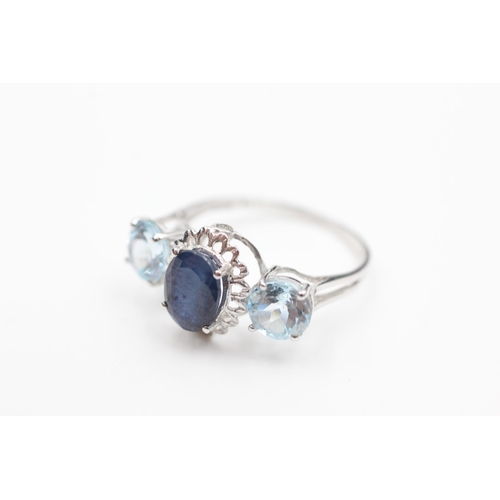 2009 - A 10ct white gold sapphire, topaz and diamond openwork dress ring, size P½ - approx. gross weight 2 ... 