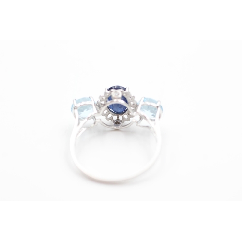 2009 - A 10ct white gold sapphire, topaz and diamond openwork dress ring, size P½ - approx. gross weight 2 ... 