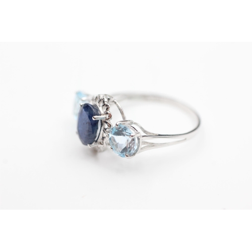 2009 - A 10ct white gold sapphire, topaz and diamond openwork dress ring, size P½ - approx. gross weight 2 ... 