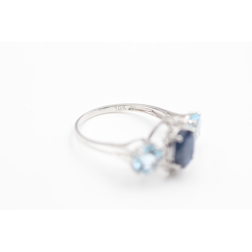 2009 - A 10ct white gold sapphire, topaz and diamond openwork dress ring, size P½ - approx. gross weight 2 ... 