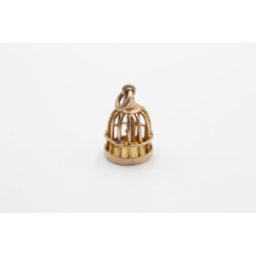 2028 - A 9ct gold bird in cage pendant - approx. gross weight 2.4 grams