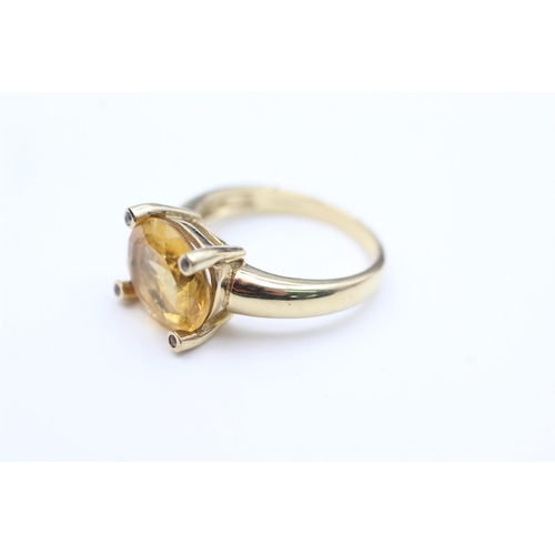 2071 - A 9ct gold citrine and diamond statement dress ring, size N½ - approx. gross weight 4 grams