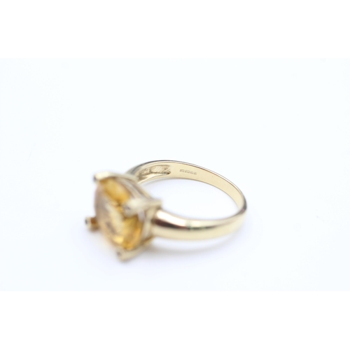 2071 - A 9ct gold citrine and diamond statement dress ring, size N½ - approx. gross weight 4 grams