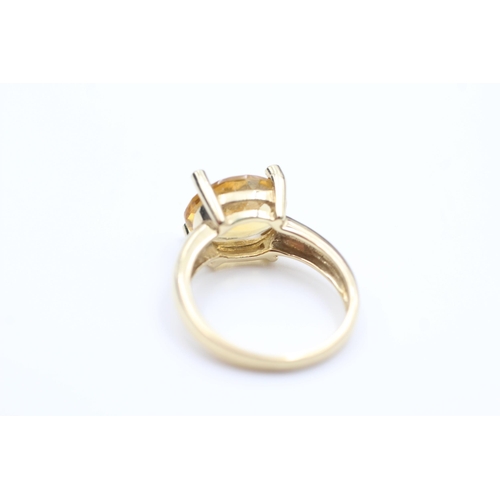 2071 - A 9ct gold citrine and diamond statement dress ring, size N½ - approx. gross weight 4 grams