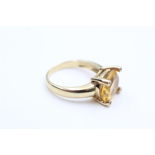 2071 - A 9ct gold citrine and diamond statement dress ring, size N½ - approx. gross weight 4 grams