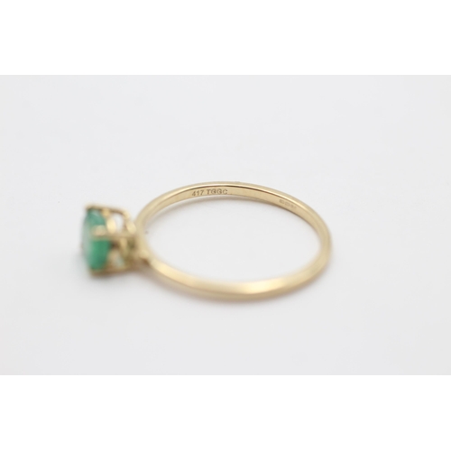 2088 - A 9ct gold emerald solitaire dress ring, size L½ - approx. gross weight 1.1 grams