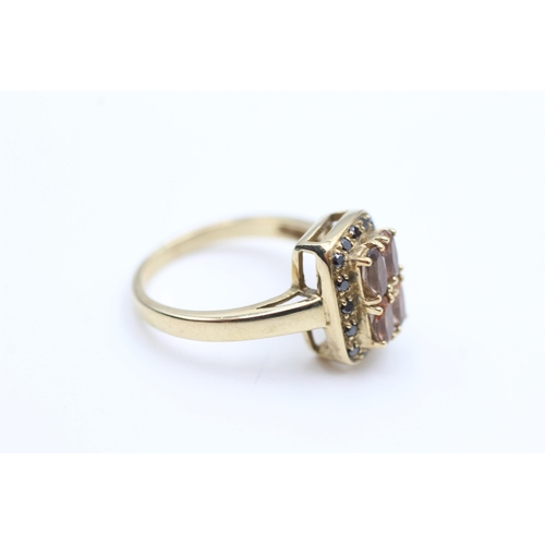 2100 - A 9ct gold black moissanite and topaz cluster dress ring, size N½ - approx. gross weight 4.1 grams