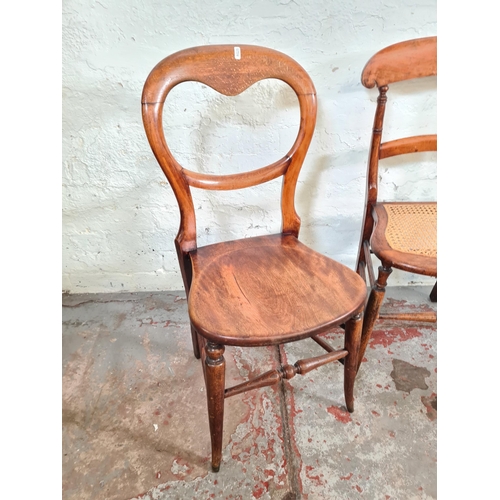 56 - Three late 19th/early 20th century beech occasional chairs, two with rattan seats