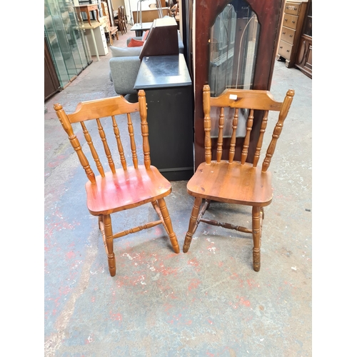 63A - A pair of modern pine farmhouse dining chairs