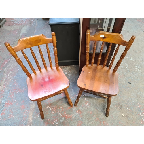 63A - A pair of modern pine farmhouse dining chairs