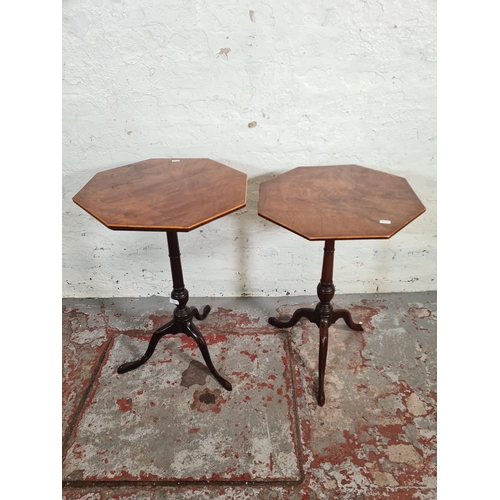66 - Two 19th century mahogany octagonal tripod pedestal side tables - largest approx. 71cm high x 46cm s... 