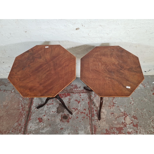 66 - Two 19th century mahogany octagonal tripod pedestal side tables - largest approx. 71cm high x 46cm s... 