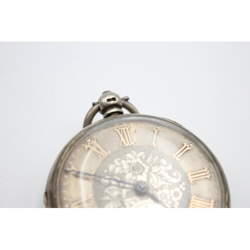 2227 - A .925 silver cased open face fusee key-wind pocket watch - approx. 50mm x 61mm