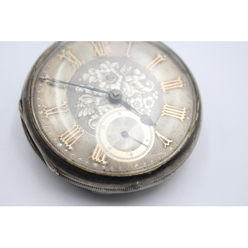 2227 - A .925 silver cased open face fusee key-wind pocket watch - approx. 50mm x 61mm