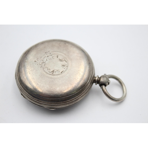 2227 - A .925 silver cased open face fusee key-wind pocket watch - approx. 50mm x 61mm