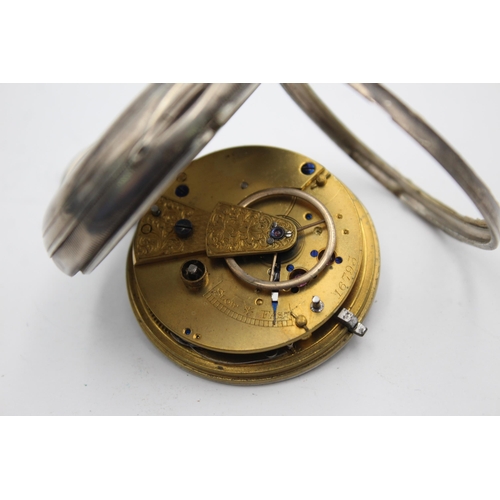 2227 - A .925 silver cased open face fusee key-wind pocket watch - approx. 50mm x 61mm