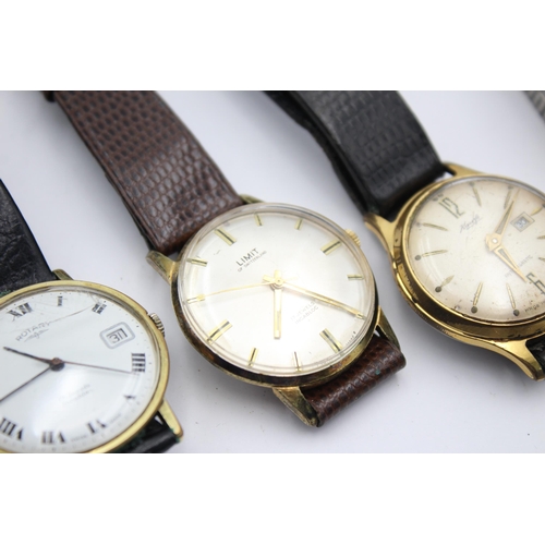 2228 - Four vintage men's wristwatches to include Rotary, Limit, Fero etc.