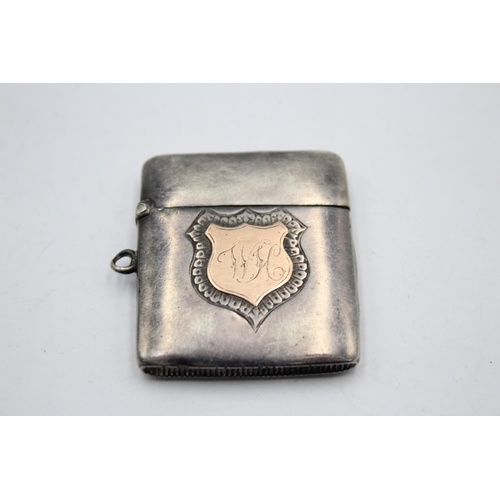 2287 - A Victorian hallmarked Birmingham silver vesta case with rolled gold engraving, dated 1899 - approx.... 