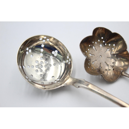 2291 - Three antique hallmarked sterling silver sugar sifter spoons - approx. gross weight 77 grams