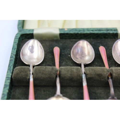 2293 - Five vintage .925 imported silver and guilloche enamel spoons - approx. gross weight 67 grams and 10... 