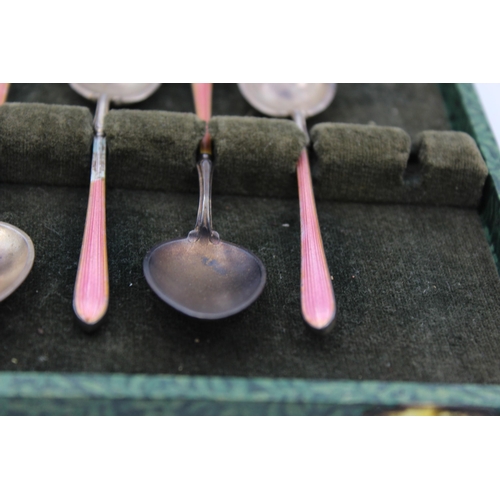 2293 - Five vintage .925 imported silver and guilloche enamel spoons - approx. gross weight 67 grams and 10... 