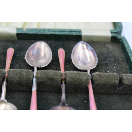 2293 - Five vintage .925 imported silver and guilloche enamel spoons - approx. gross weight 67 grams and 10... 