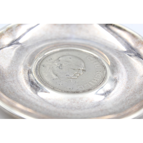 2298 - A Collins & Cook hallmarked Birmingham silver trinket dish with Churchill coin, dated 1967 - approx.... 