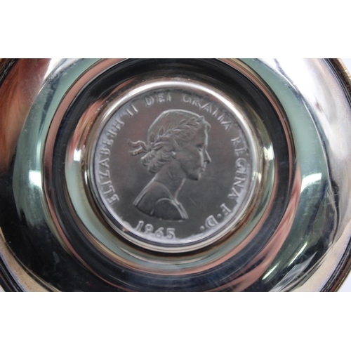 2298 - A Collins & Cook hallmarked Birmingham silver trinket dish with Churchill coin, dated 1967 - approx.... 